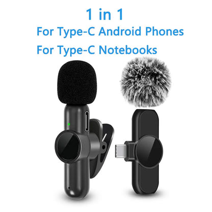 2.4G Wireless Lavalier Microphone Noise Cancelling Audio Video Recording for iPhone/iPad/Android/Xiaomi/Samsung Live Game Mic