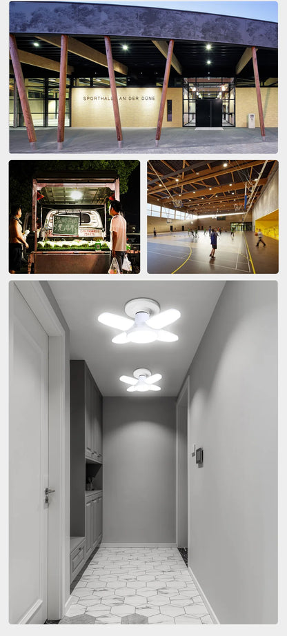 E27 Fan Shape Foldable  LED Bulb AC85-265V  Deformation for Home Ceiling Lights Warehouse and Garage White Light 6500K Bulb