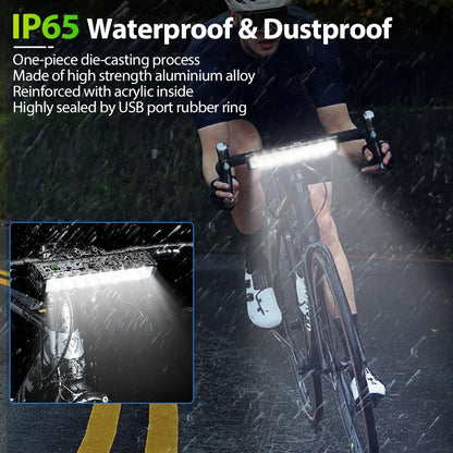 10000mAh Bicycle Light 17 LED Front Double Bracket Power Bank MTB Mountain Bicycle Lamp Bike Headlight Cycling Accessorie