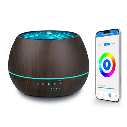 500ml Essential Oil Aroma Diffuser Smart WiFi Air Humidifier Support Tuya Alexa Google Home 7 Colorful LED Light App Control