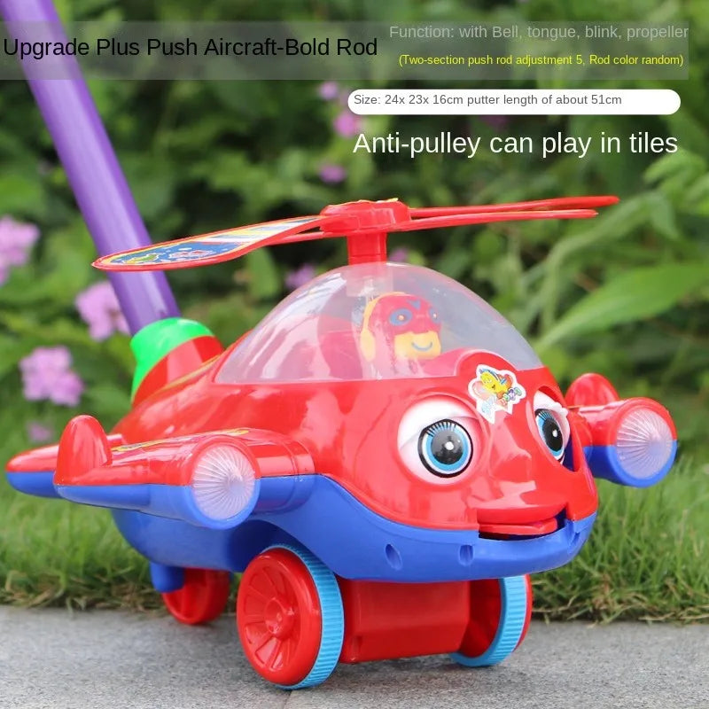 Interactive Baby Walker Toy with Bell Detachable Baby Toddler Stroller Toy Gifts Children's Hand Push Airplane