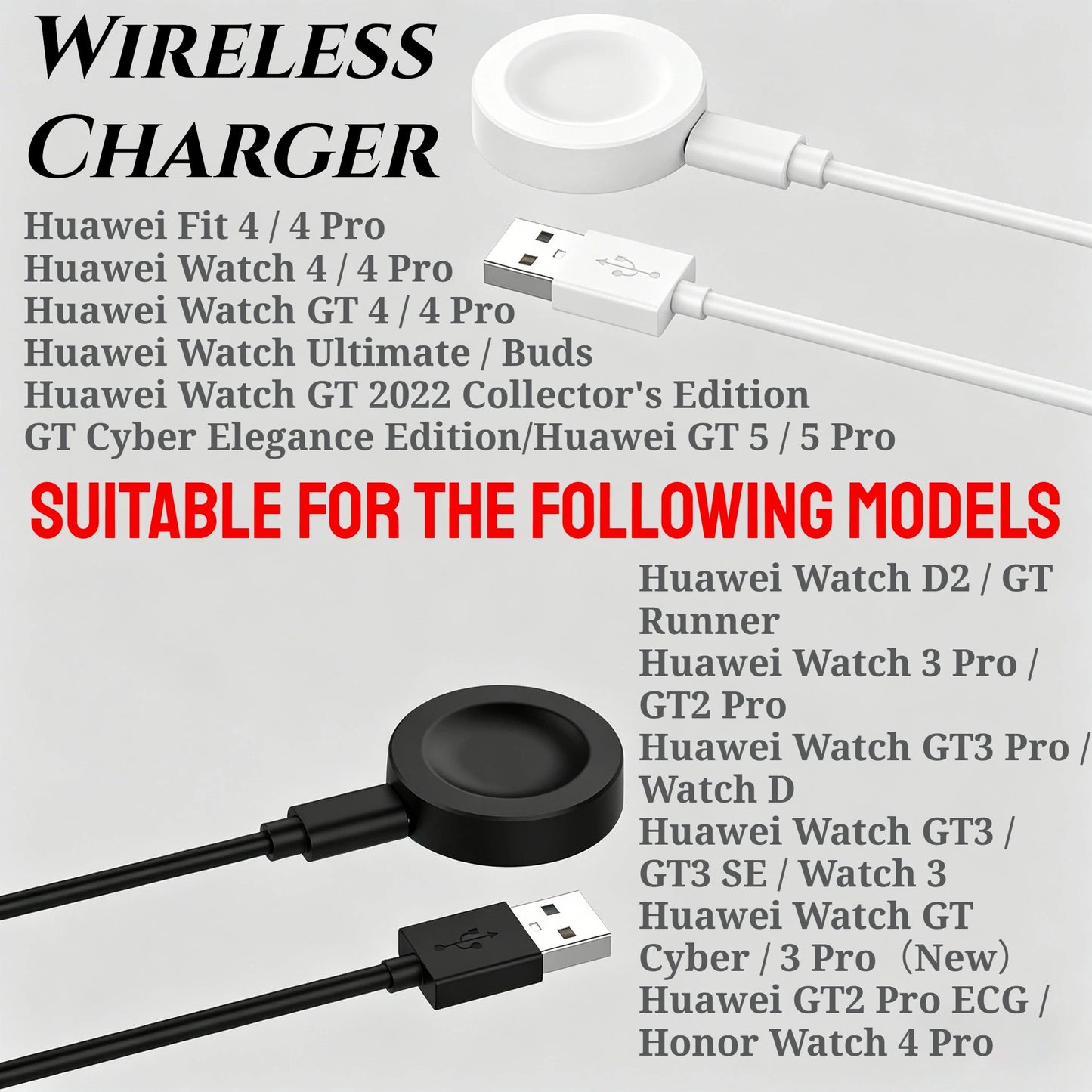 Wireless Integrated Charger for Huawei Watch 5 4 3 D Ultimate Buds GT6 GT5 GT4 GT3 GT2 Pro ECG GT Cyber Runner 2022