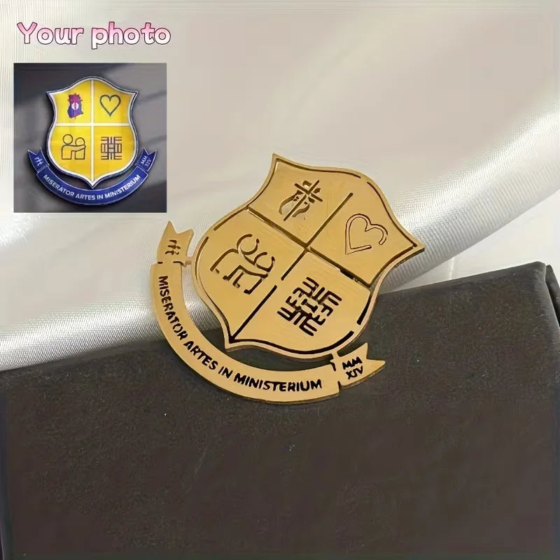 Custom Logo Brooch Simple Creativity Stainless Steel Company Pattern Brooches For Women Men Emblem Jewelry Accessories Gifts
