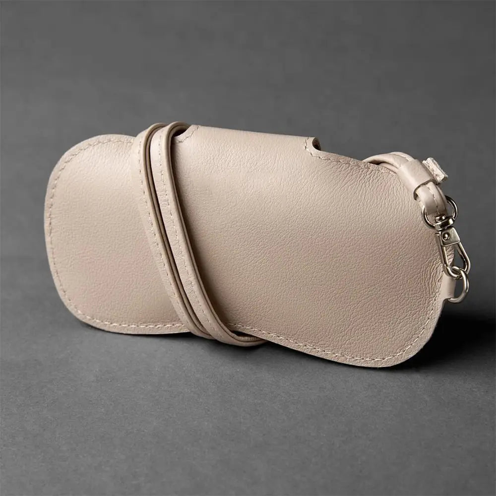 PU Leather Sunglasses Storage Bag with Lanyard Solid Color Sunglasses Pouch Portable Durable SunGlasses Holder