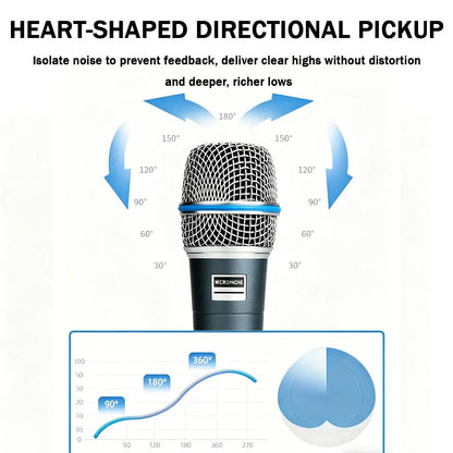 BA Dynamic Heart-Shaped Microphone 57A, Metal Construction, Suitable for Stage Singing, Compatible with Shure Karaoke BBOX