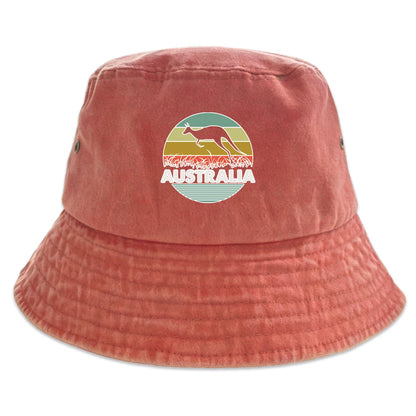 "AUSTRALIA" Kangaroo Printed Bucket Hat Trendy Simple Summer Hip Hop Fishing Hat For Gifts Unisex Outdoor Accessory Travel Hat