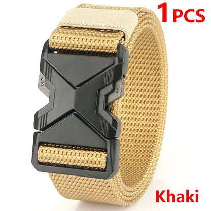 Men's Tactical Belt Nylon Braided Outdoor Training Military Belt Canva Casual Mountainee Trouser Pants Jeans Buckle Waist Belt
