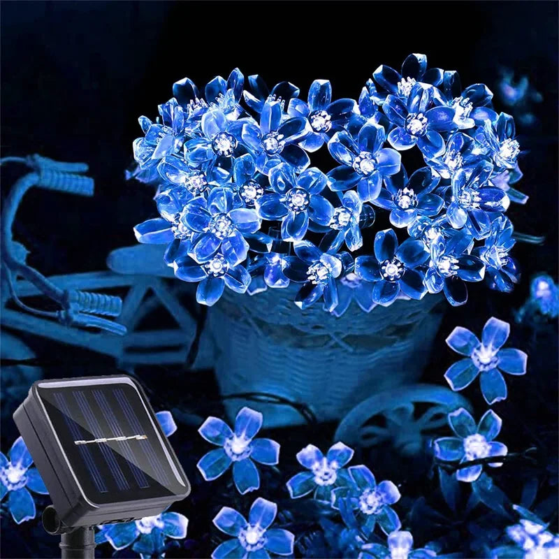 1pc 5/7/12/22M Solar String Sakura Lights 20/50/100/200LEDS Outdoor Waterproof Festival Garden Decorative Lights
