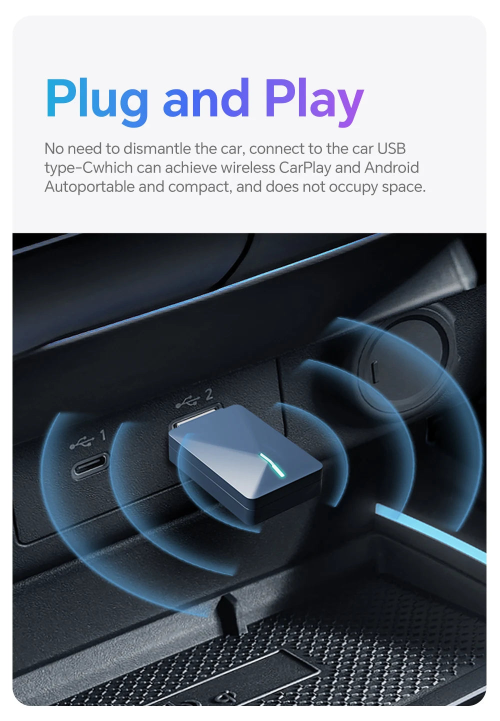 XUDA 2in1 Wireless CarPlay Dongle Wireless Android Auto Adapter AI Smart Box Car Intelligent Systems For Car With Wired CarPlay