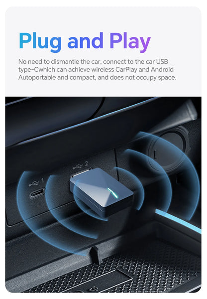 XUDA 2in1 Wireless CarPlay Dongle Wireless Android Auto Adapter AI Smart Box Car Intelligent Systems For Car With Wired CarPlay