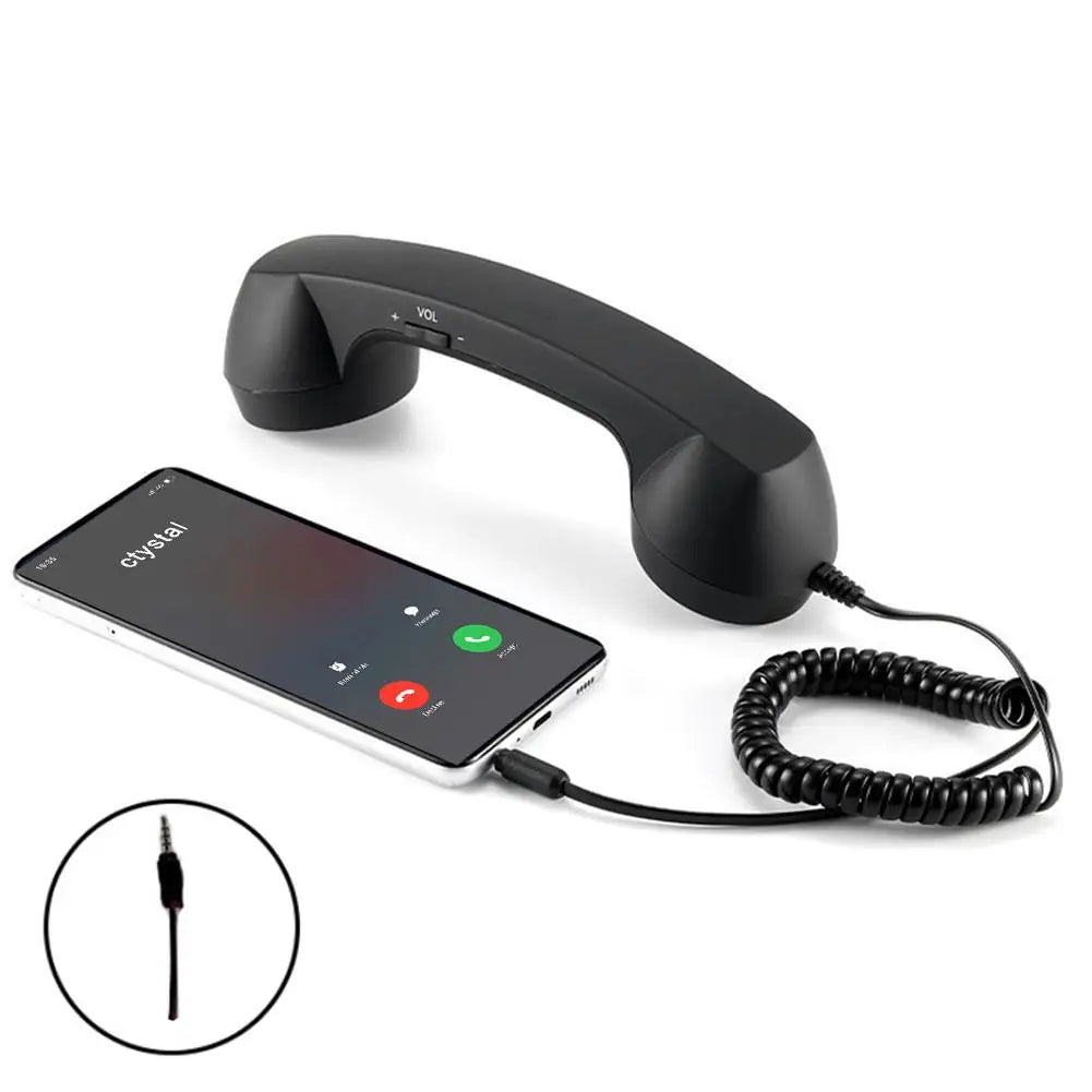 3.5mm Universal Retro Telephone Handset Retro Telephone Receiver Handset Mini Microphone Speaker for Mobile Phones Computers