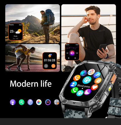LIGE 2026 Military Grade 1400mAh Battery Smart Watch Men 2.01" HD Screen IP68 Waterproof Sport Fitness Bluetooth Call Smartwatch