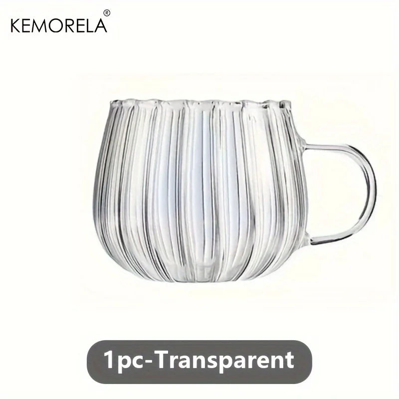 KEMORELA 1/4/6PCS Halloween Pumpkin Shaped Glass Cups High Borosilicate Glass Water Cup 450ml Coffee Drinking Glasses For Juice