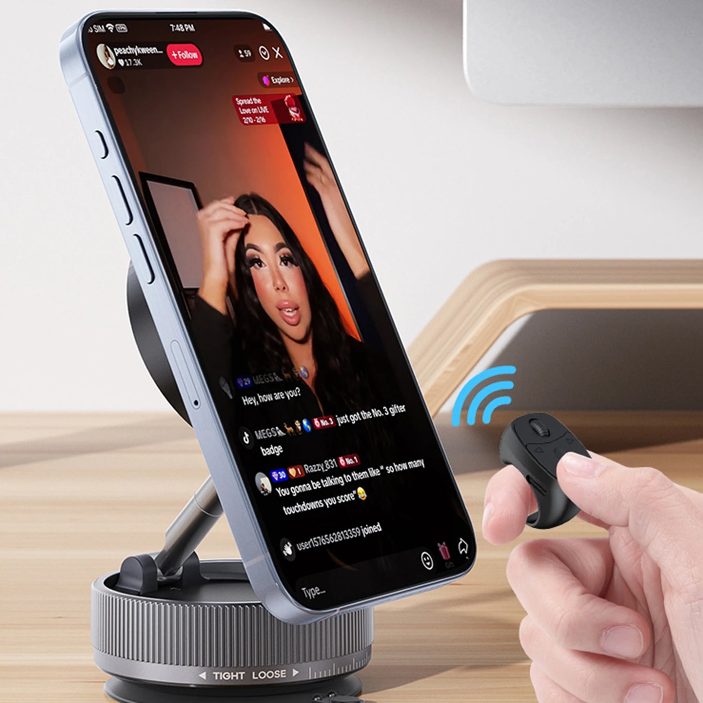 Zdalna mysz w kształcie pierścionka na palec zgodna z Bluetooth 5.3, zdalne sterowanie na palec, bezprzewodowy spust migawki aparatu, przycisk do selfie