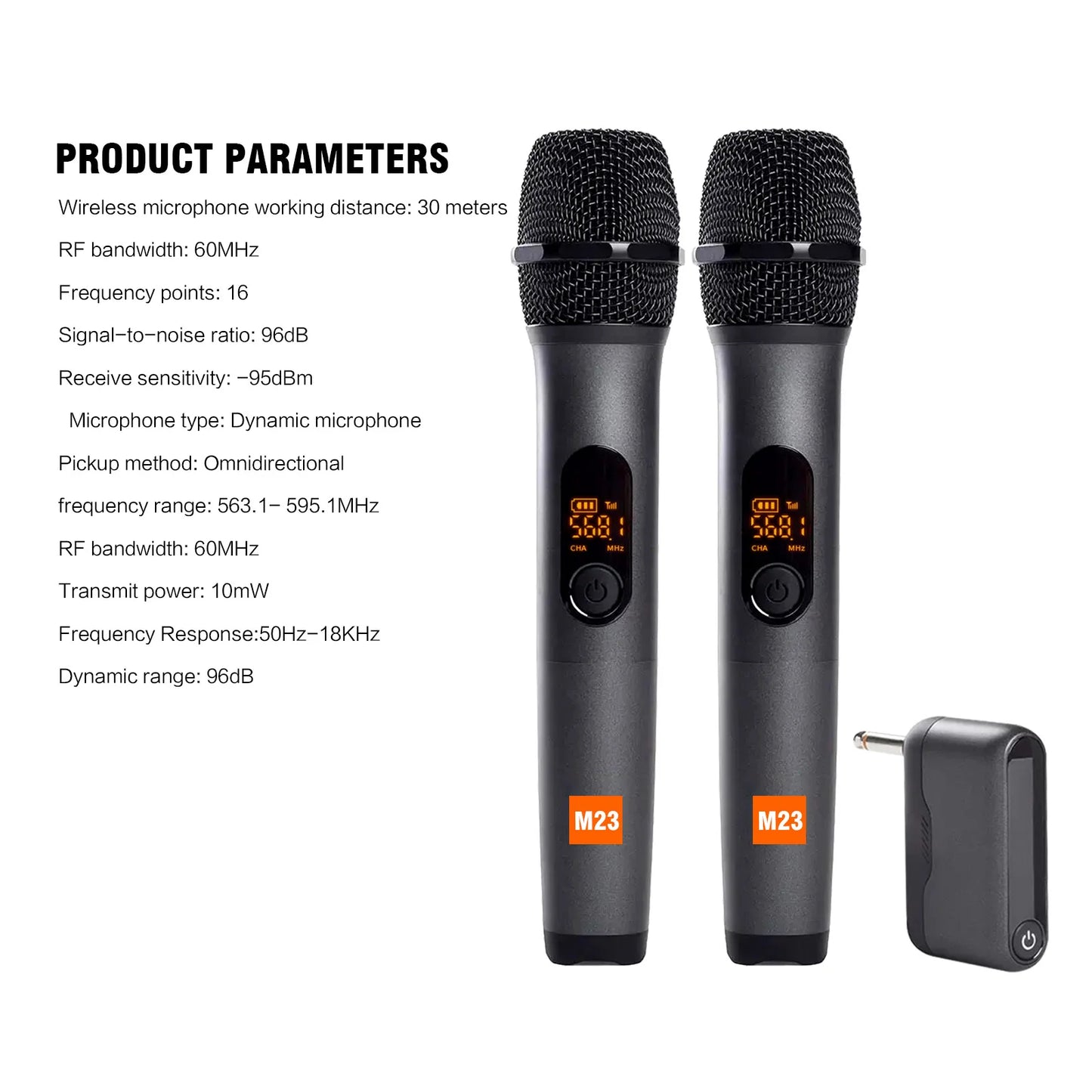 Wireless Microphone M23 UHF 2 Channel Karaoke System With Rechargeable Receiver Cordless Handheld Mic For Church Party Speaker