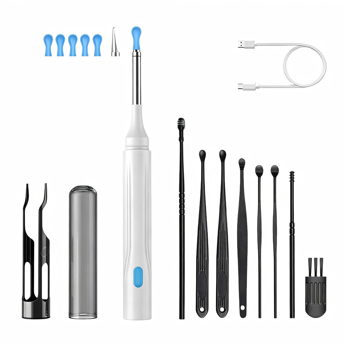 1000W HD Visual Ear Cleaner Camera Wireless Ear Wax Removal Tool 2 in 1 Ear Pick Tweezers USB Rechargeable Kit
