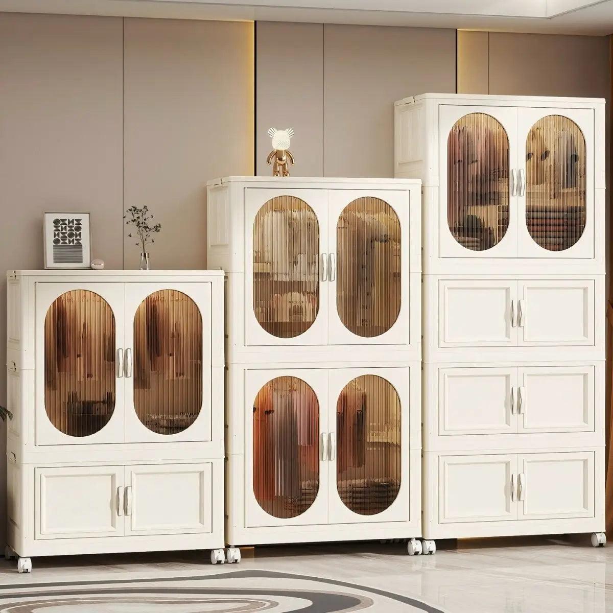 Foldable Baby Closet Plastic Infant Wardrobe Children's Clothing Storage Cabinet for Home Bedroom No Installation Needed