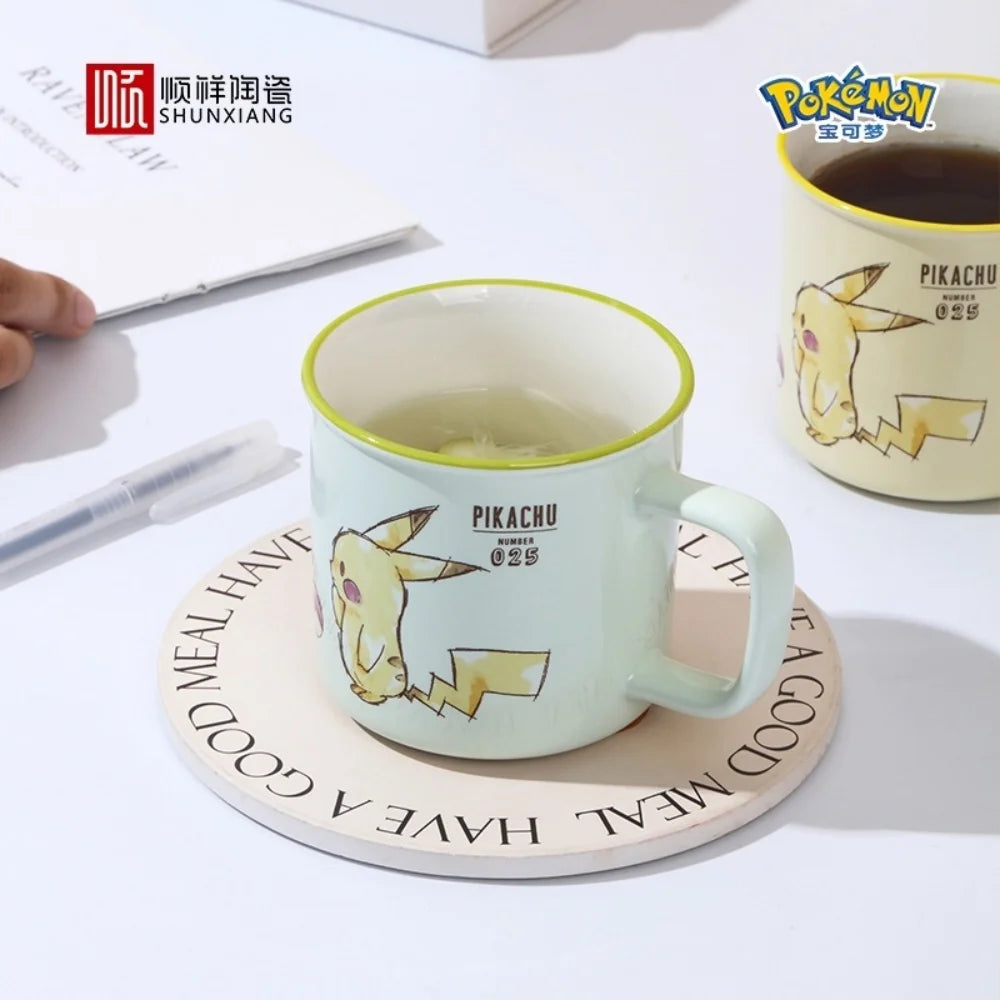 SHUNXIANG Pokémon Licensed Pikachu Ceramic Mugs Kawaii Pattern Breakfast Milk Cup Kids Coffee Cups Drinkware Gift