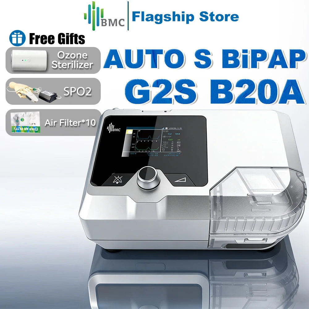 BMC G2S B20A BiPAP Machine Sleep Apnea Bi-level CPAP Auto S Ventilator with Humidifier Mask Quiet Anti Snoring Data Report