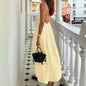 New Dresses 2025 Woman Fashion Summer Sexy Backless V-neck Skirt Holiday Solid Colours Top Clothing