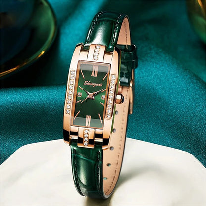 Synthetic Diamond Jewelry Set White Woman, Watch, Trendy Style, Gift for Girlfriend, Spine, Woman, 5 Pieces Per Set