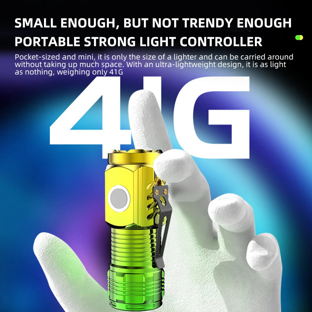 BOOIU Super Bright Flashlight 3 LED Portable Mini Burst Flash Torch Rechargeable Tail Magnet Outdoor Spotlight with Pen Clip