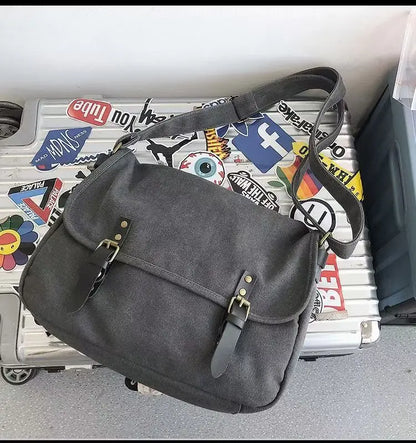 Canvas Large Capacity Mens Casual Handbags Vintage Shoulder Messenger Bag Leisure Student Satchel Package Bolsos Crossbody Bags