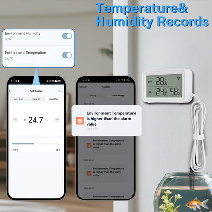 Tuya WiFi Zigbee Temperature Humidity Sensor With External Probe for Smart Home APP Remote Control Work with Yandex Alexa