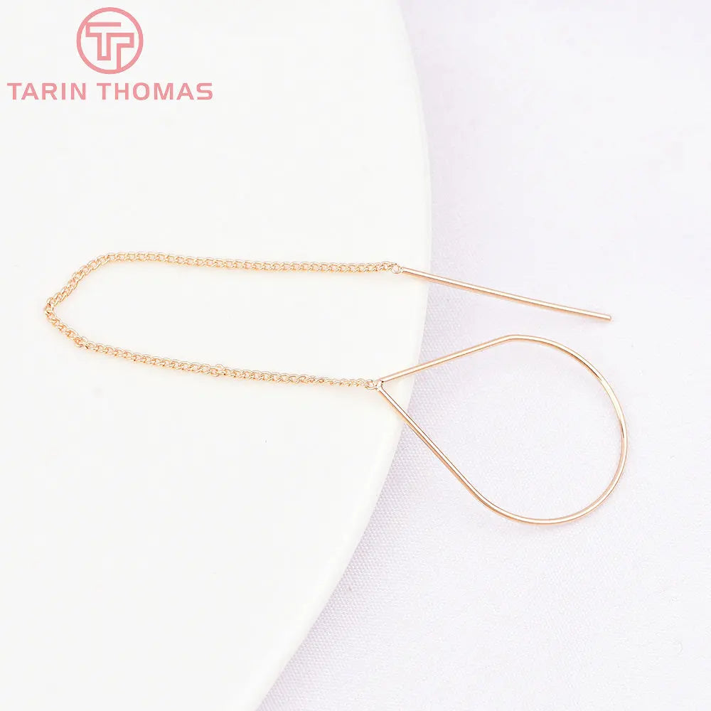 (6669)6PCS 11CM 24K Gold Color Plated Extended Chain Stud Earring Line High Quality Jewerly Making  Jewelry Findings Accessories