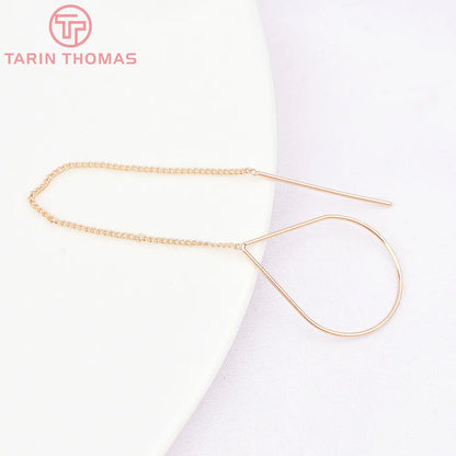 (6669)6PCS 11CM 24K Gold Color Plated Extended Chain Stud Earring Line High Quality Jewerly Making  Jewelry Findings Accessories