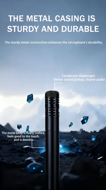 High-quality metal condenser microphone, durable and drop-resistant, suitable for live streaming, karaoke, and recording, univer
