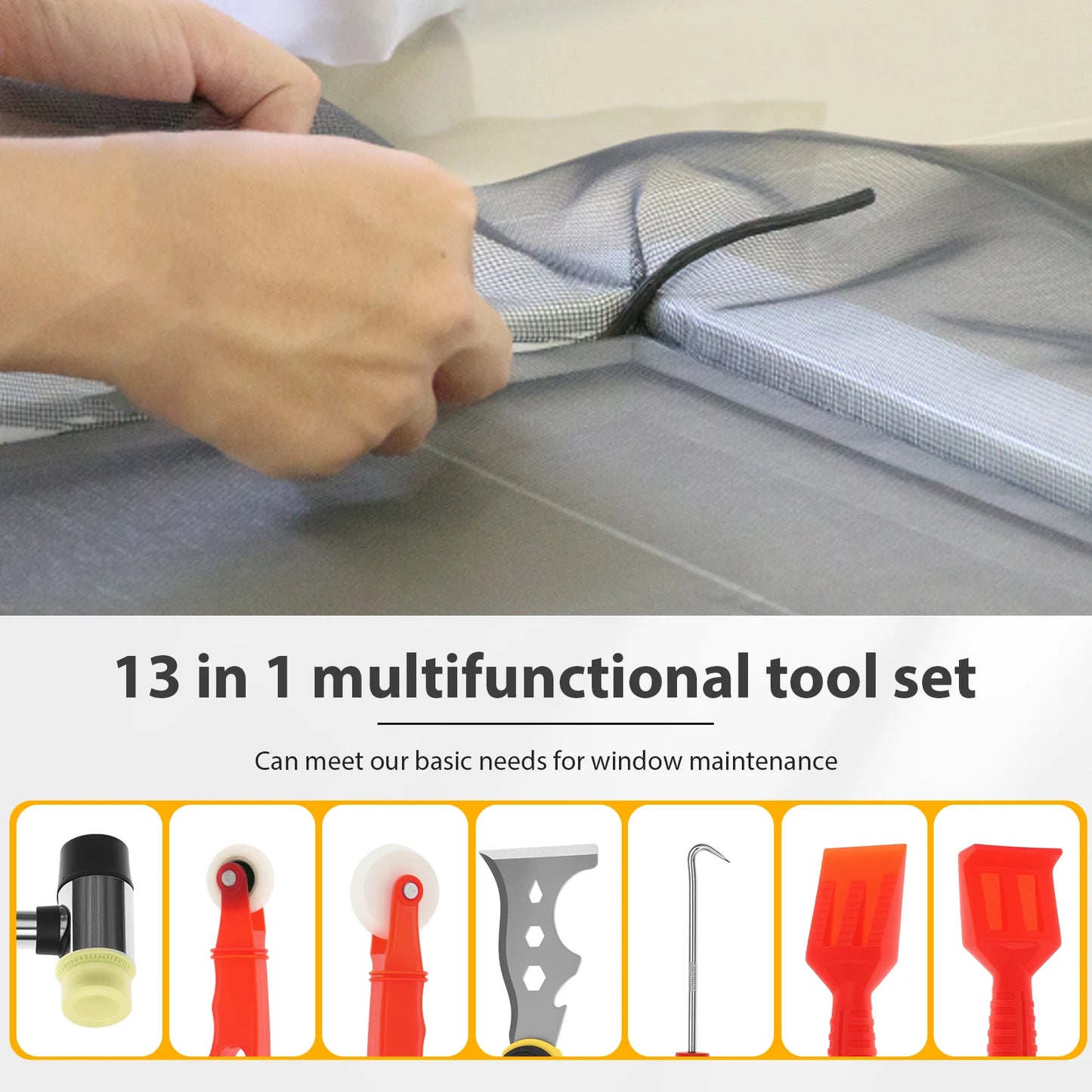 5Pcs Professional Window Glazing Tool Kit Window Screen Replacement Installation Tool with Handle for Home Workshop Office
