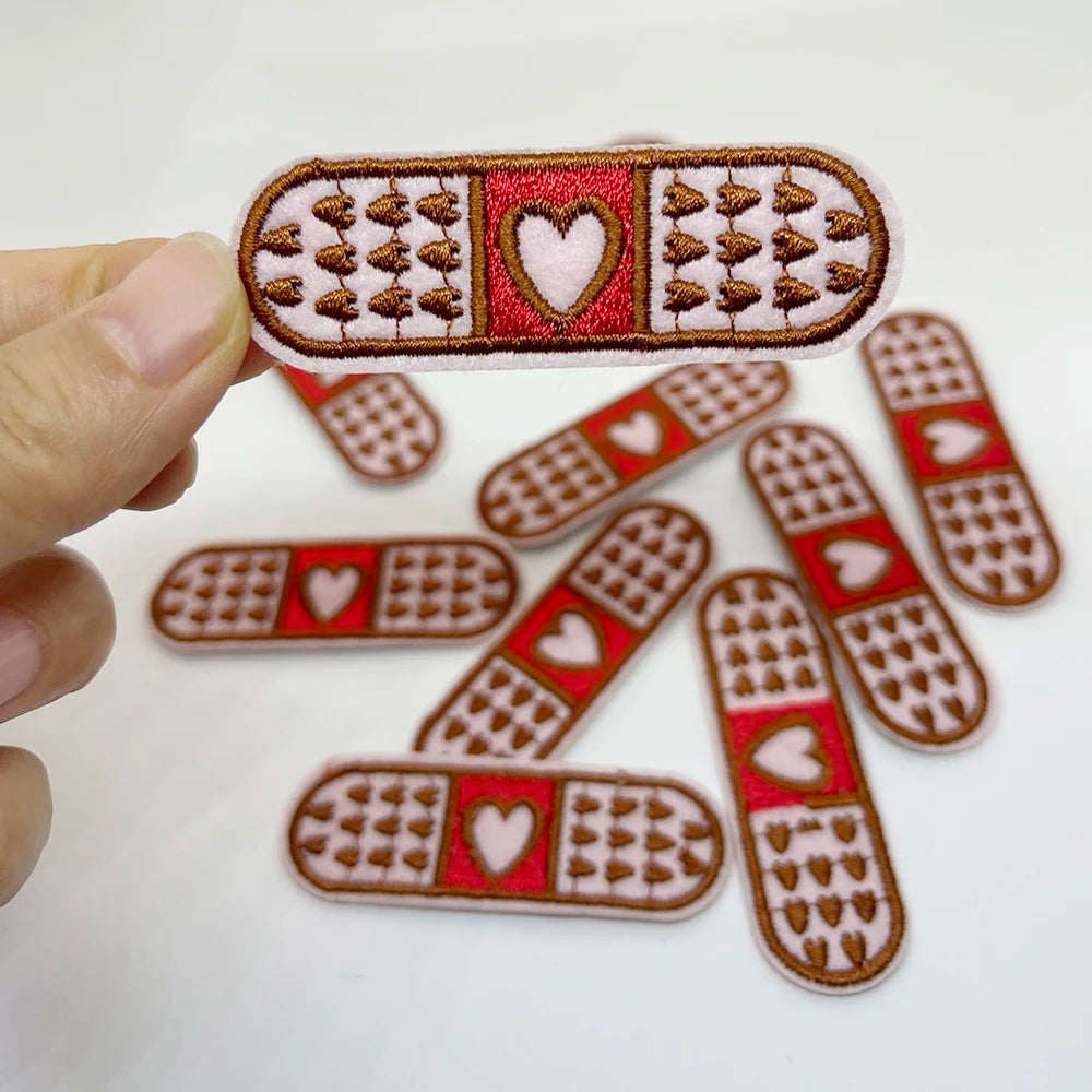1 Piece Cross Bandage Embroidery Repair Patches Bag Jacket Jeans Cartoon Iron On Parch for Clothes Small Glue Sticker