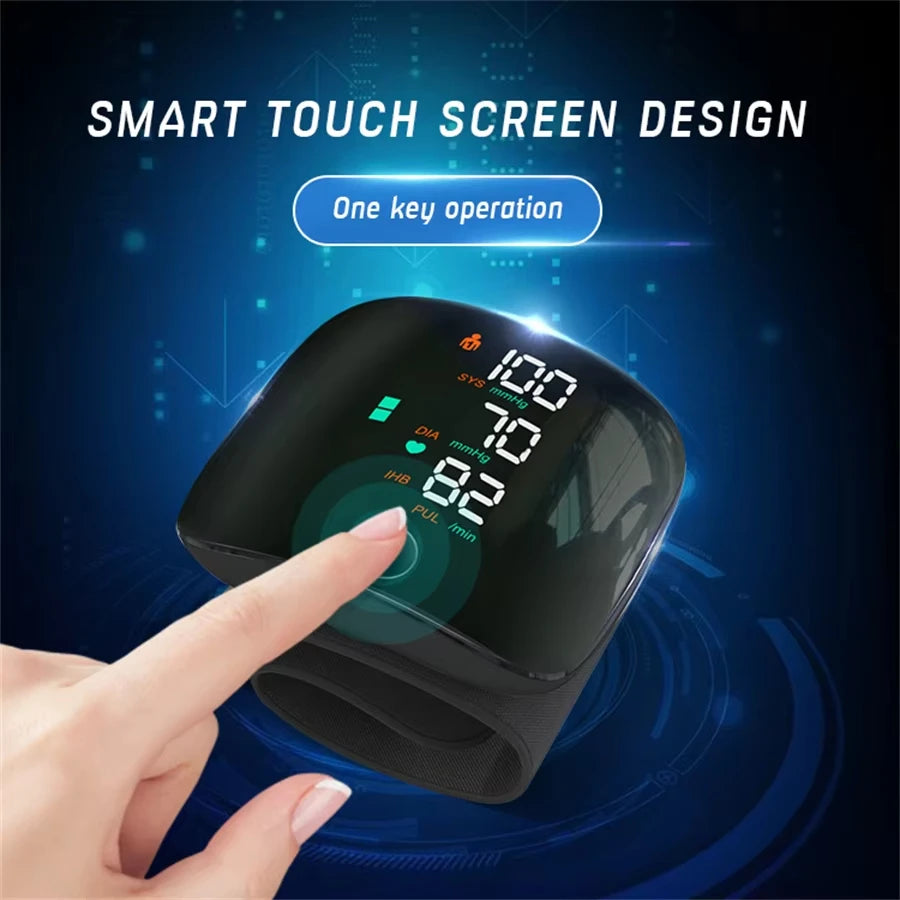 Blood Pressure Monitor Automatic Wrist Machine Large Backlit Display Adjustable Cuff Blood Pressure Detector Voice Broadcast