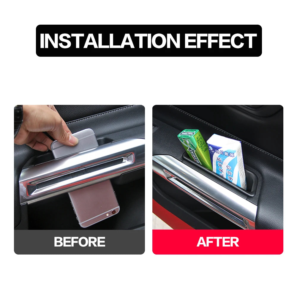 2PCS Car Door Front Storage Box Bag Handle Interior Auto Accessories For Ford Mustang 2015 - 2024 2023 2022 2019 2018 2017 2016