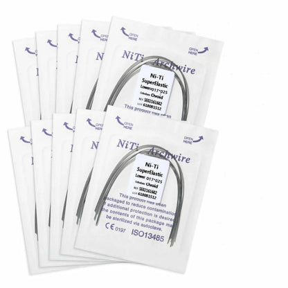100Pcs/10Packs Dental Orthodontic Ovoid Form Archwires Niti Super Elastic Round Rectangular Wire 012/014/016/018/16X16/16X22