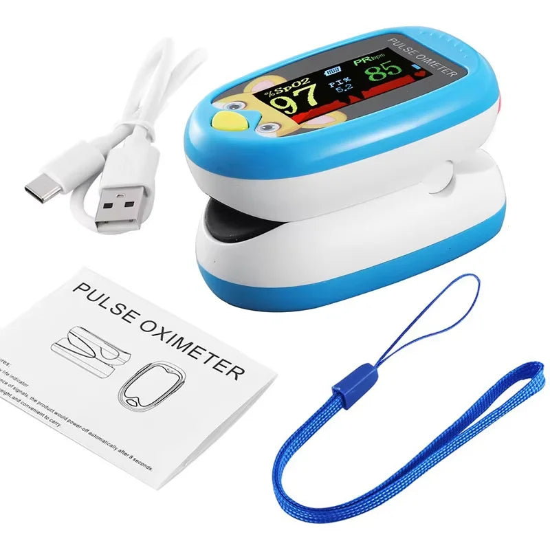 JUSTLANG Child Fingertip Pulse Oximeter Baby Rechargeable Medical Blood Oxygen Saturation Meter  Pediatrics Kids Oximetro SPO2