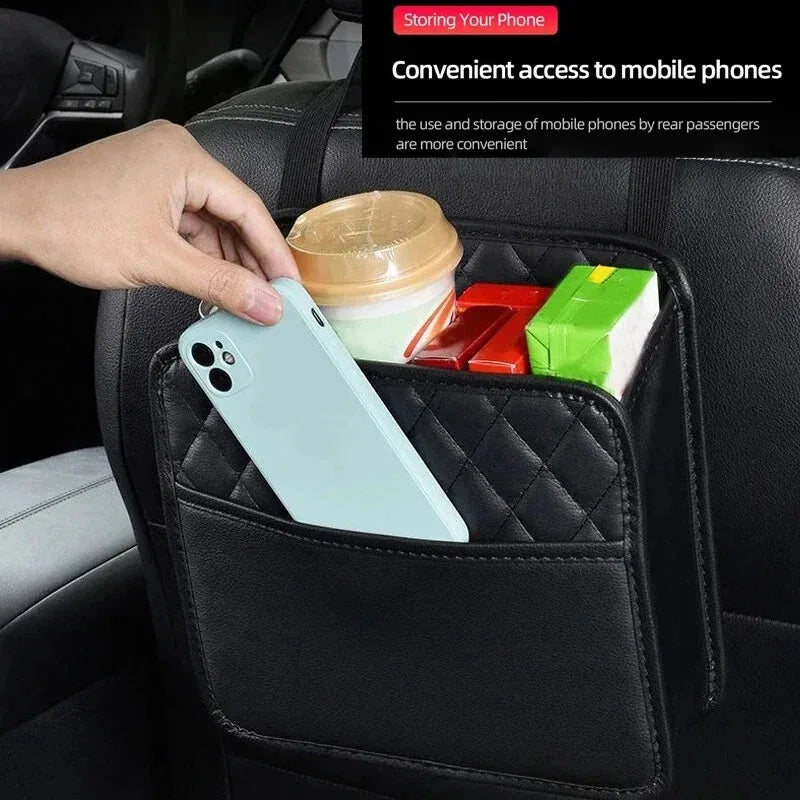 Storage and organization multifunctional car seat storage bag leather car storage bag garbage bag suitable for most car models