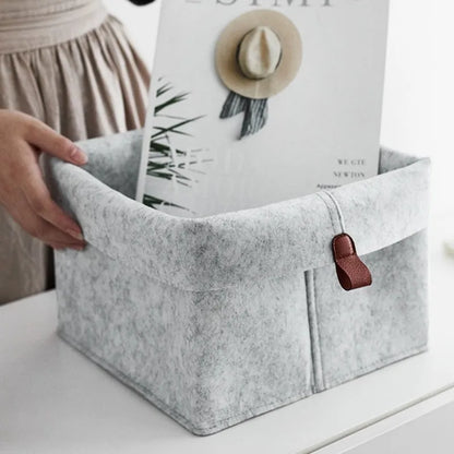 1-5PCS Desktop Organizer Basket Felt Storage Bin for Snacks and Sundries Home Office Desk Tidy Declutter Storage Box