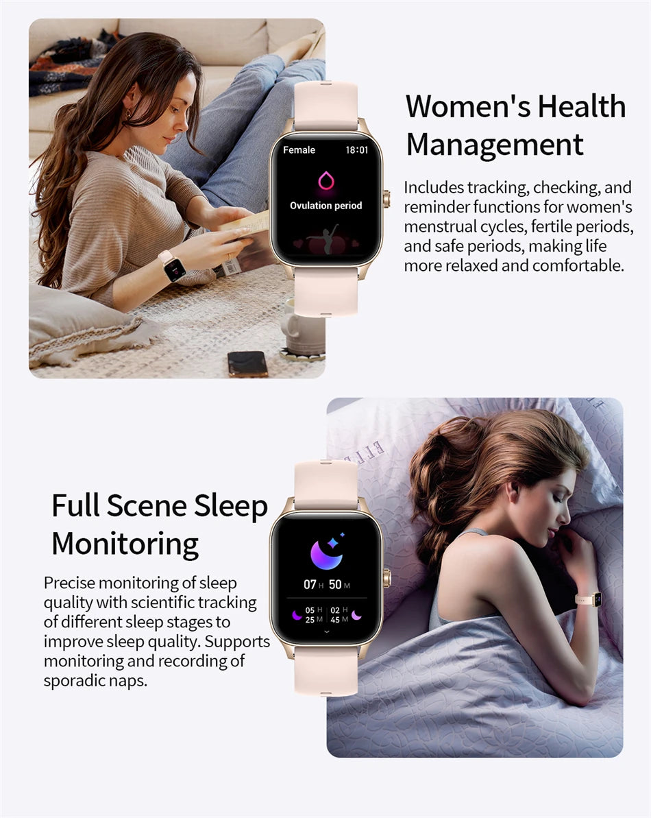 LIGE Smart Watch Answer/Make Call 1.85" Smartwatch for Android iOS Heart Rate Sleep Monitor Pedometer Waterproof Fitness Watches