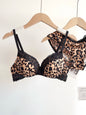 Sexy Leopard Print Lingerie Set Women Wireless Invisible Push Up Small Breasts,adjustable A To C Cup,sheer Lace Pure Design, S-X