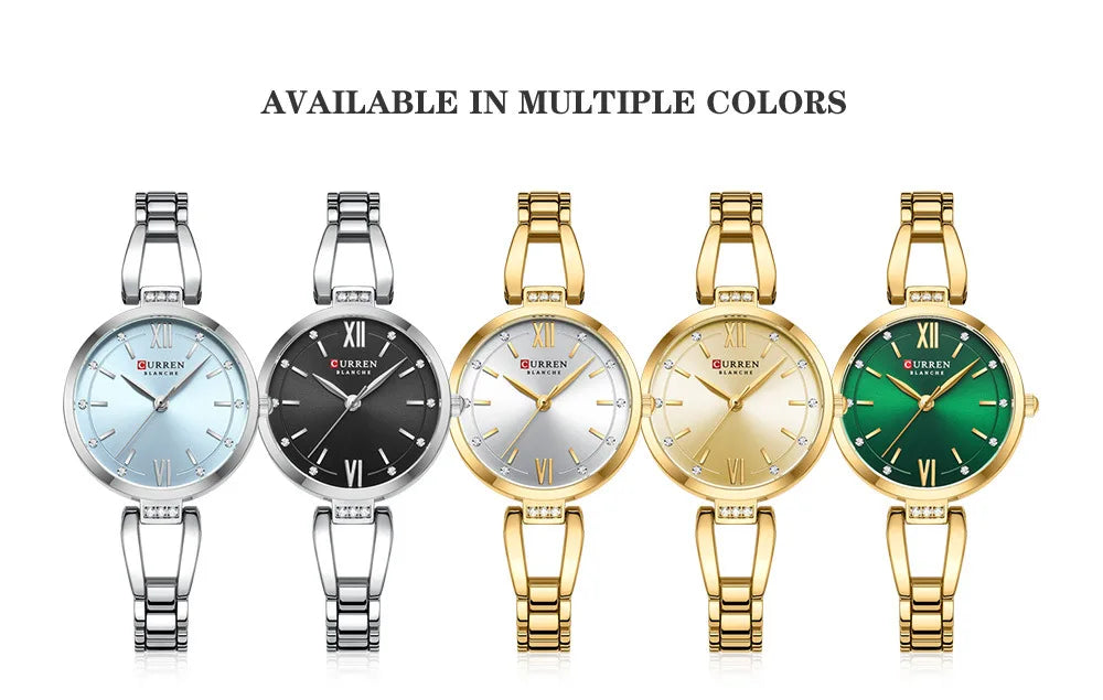 CURREN 9092 Quartz Watches Women Elegant Bracelet Stainless Steel Strap Rhinestone Fashion Ladies Simple Watch Gifts reloj mujer