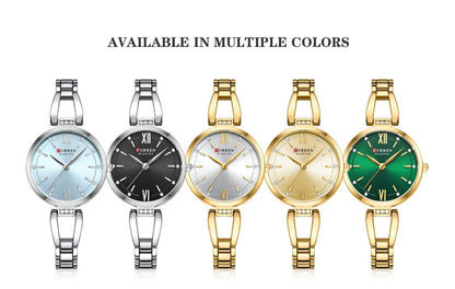 CURREN 9092 Quartz Watches Women Elegant Bracelet Stainless Steel Strap Rhinestone Fashion Ladies Simple Watch Gifts reloj mujer
