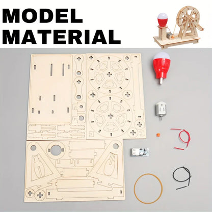 STEAM Experiment Kit Wooden DIY Toy Building Kit Hand‑Assembled Physical Science Model Science Lesson Aid For Kids 6‑14 Years