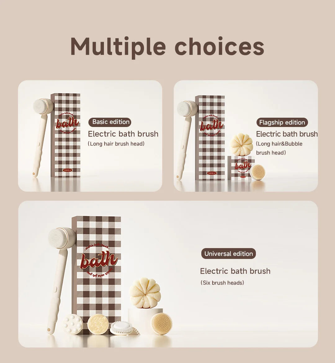 DOCO Electric Shower Brush Foot trimmer Multi functional Back Rubbing Massage Body Rubbing Towel Long handled Back Brushing Tool