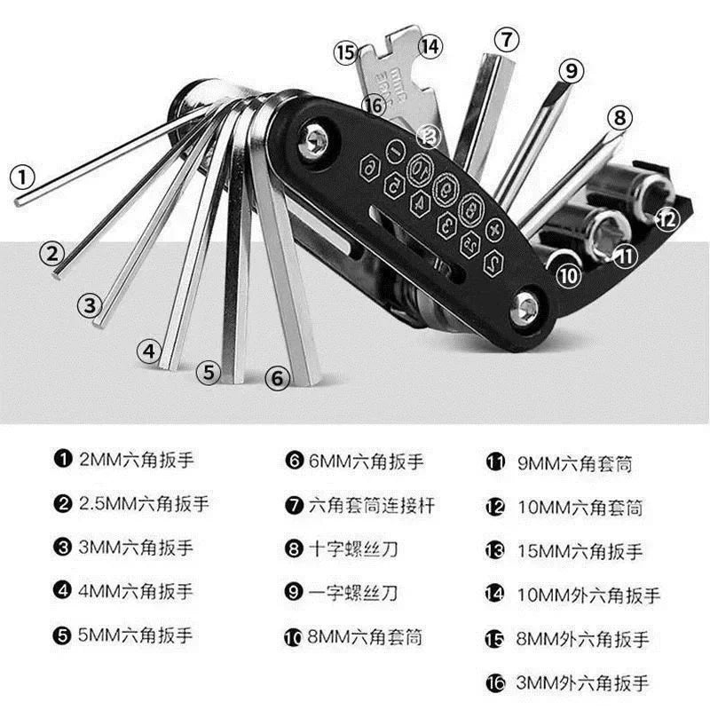 Bike Tools Road Bicycle Allen Wrench Pocket Tools Portable Bicycle Repair Tool Set Multifunction Tools 16 in 1