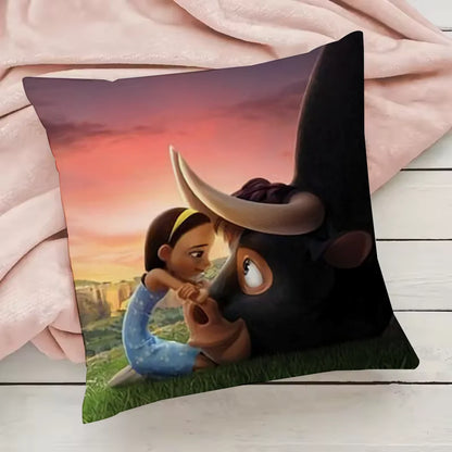 Cute Cartoon Ferdinand Pillow Case Pillowcase Anti-dustmite Pillow Invisible zipper silky short plush Sofa cushion cover