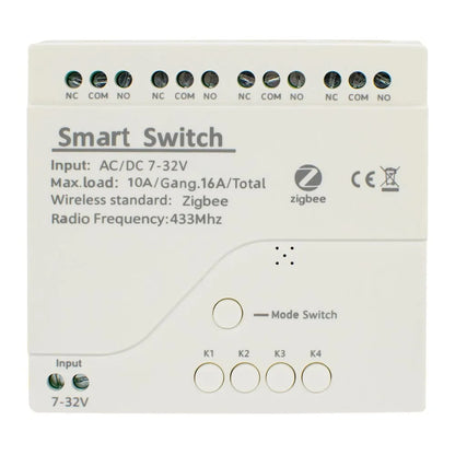 Tuya Zigbee Relay 4CH Smart Home Switch Module APP Remote Control Wireless Radio RF 433 4 Channel Relay for Zigbee Gateway Hub