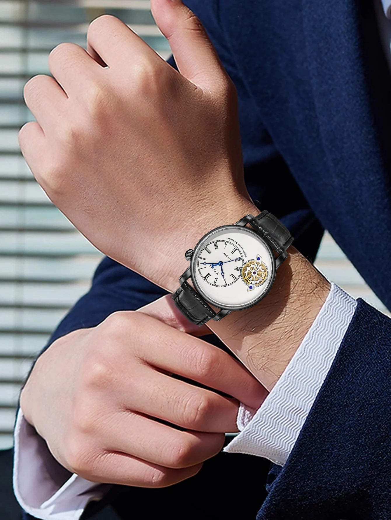 TOMI Set Gift Box Luxury and Fashionable Men's Quartz Watch Leisure Calendar Double Strap Quartz Watch Festival Gift