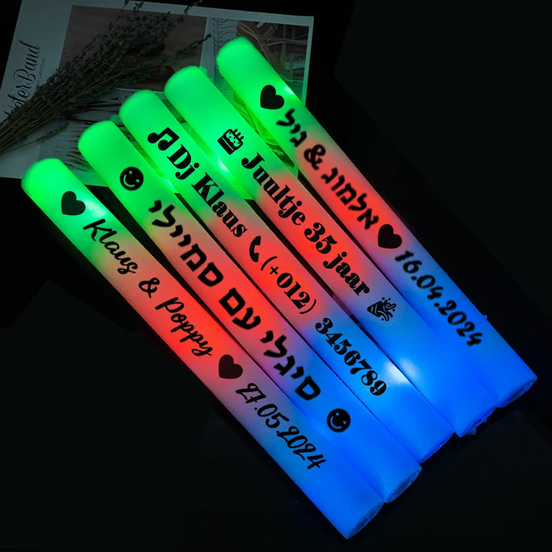 30/40/60/80/100/120Pcs RGB LED Glow Bulk Party Supplies Colorful Glow Sticks Foam Stick Cheer Tube Dark Light Birthday Wedding